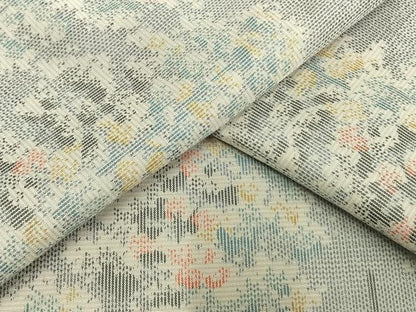 平和屋着物▽上質な紬 単衣 樹林文 正絹 逸品 AAAV8483fy