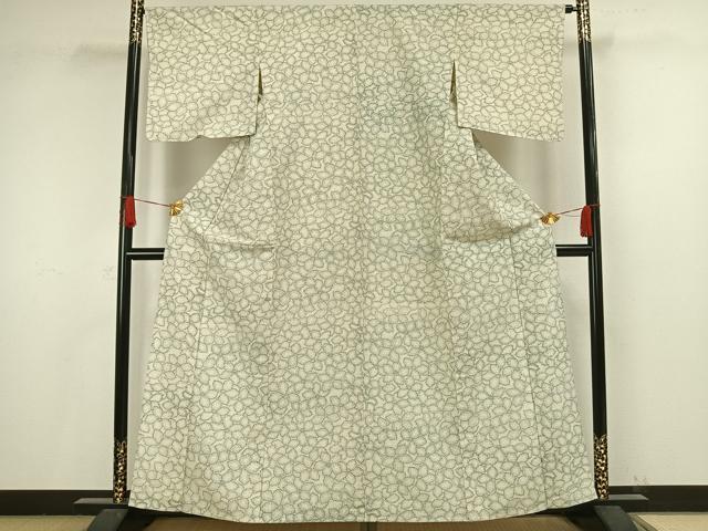 平和屋着物▽上質な小紋 単衣 紬地 花尽くし 正絹 逸品 AAAV8485fy