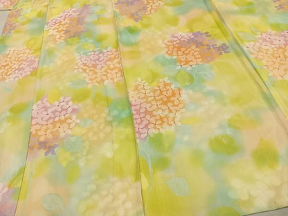 平和屋着物▽上質な小紋 単衣 手描き 草花文 正絹 逸品 AAAV8486fy