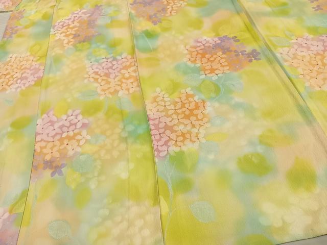 平和屋着物▽上質な小紋 単衣 手描き 草花文 正絹 逸品 AAAV8486fy
