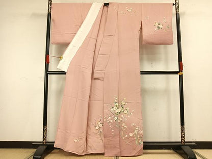 平和屋着物▽訪問着 単衣 友禅 草花文 正絹 逸品 AAAV8490fy