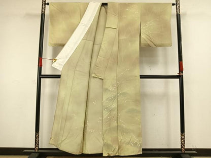 平和屋着物▽訪問着 単衣 草花文 暈し染め 金糸 正絹 逸品 未使用 AAAV8491fy