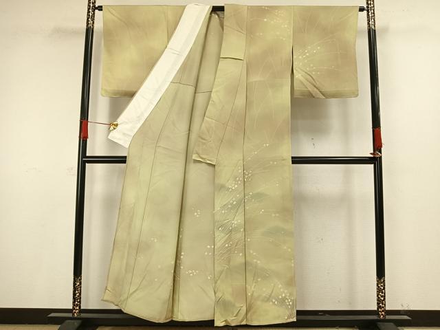 平和屋着物▽訪問着 単衣 草花文 暈し染め 金糸 正絹 逸品 未使用 AAAV8491fy