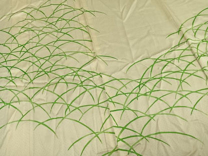 平和屋着物▽訪問着　単衣　笹の葉文　正絹　逸品　AAAV8492fy