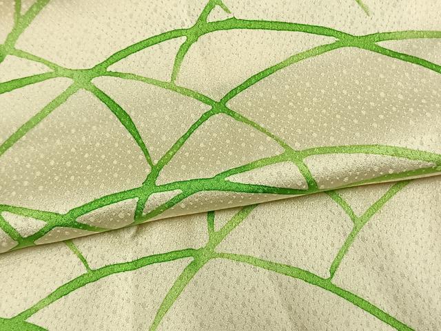 平和屋着物▽訪問着　単衣　笹の葉文　正絹　逸品　AAAV8492fy