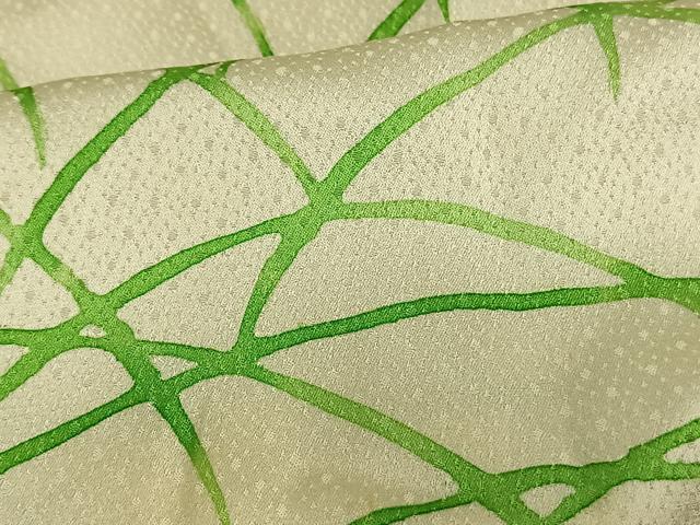 平和屋着物▽訪問着　単衣　笹の葉文　正絹　逸品　AAAV8492fy