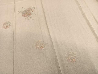平和屋着物▽訪問着 単衣 中国三大刺繍 汕頭刺繍 スワトウ刺繍 亀甲風景花文 正絹 逸品 AAAV8494fy