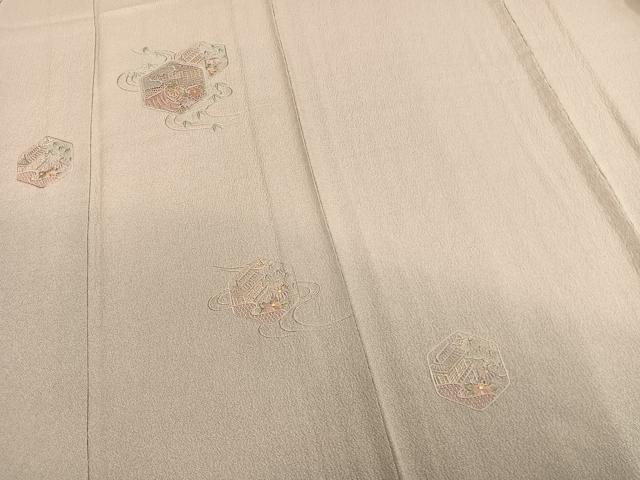 平和屋着物▽訪問着 単衣 中国三大刺繍 汕頭刺繍 スワトウ刺繍 亀甲風景花文 正絹 逸品 AAAV8494fy
