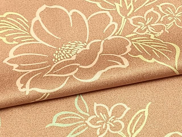 平和屋着物▽上質な小紋 単衣 草花文 正絹 逸品 AAAV8496fy