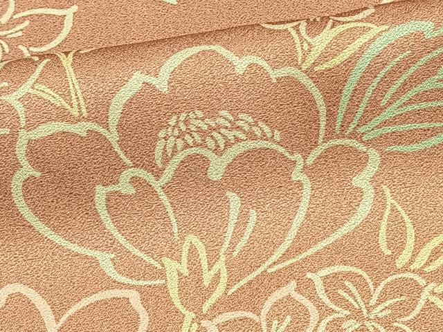平和屋着物▽上質な小紋 単衣 草花文 正絹 逸品 AAAV8496fy