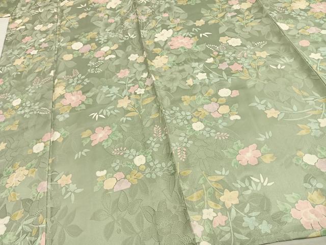 平和屋着物▽上質な小紋 単衣 草花文 正絹 逸品 未使用 AAAV8498fy
