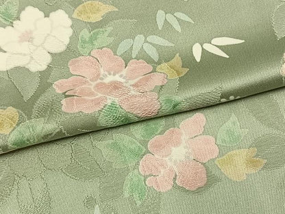 平和屋着物▽上質な小紋 単衣 草花文 正絹 逸品 未使用 AAAV8498fy