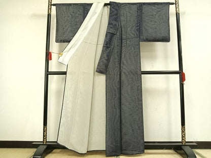 平和屋着物▽上質な色無地 無双 紗袷 紗×紗 留紺色 正絹 逸品 未使用 AAAV8502fy