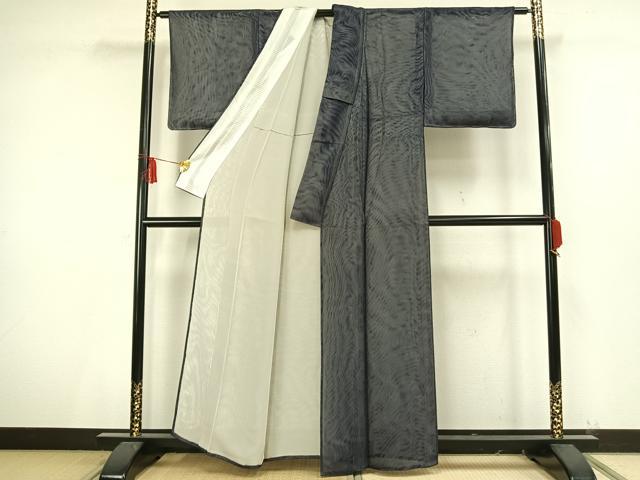 平和屋着物▽上質な色無地 無双 紗袷 紗×紗 留紺色 正絹 逸品 未使用 AAAV8502fy