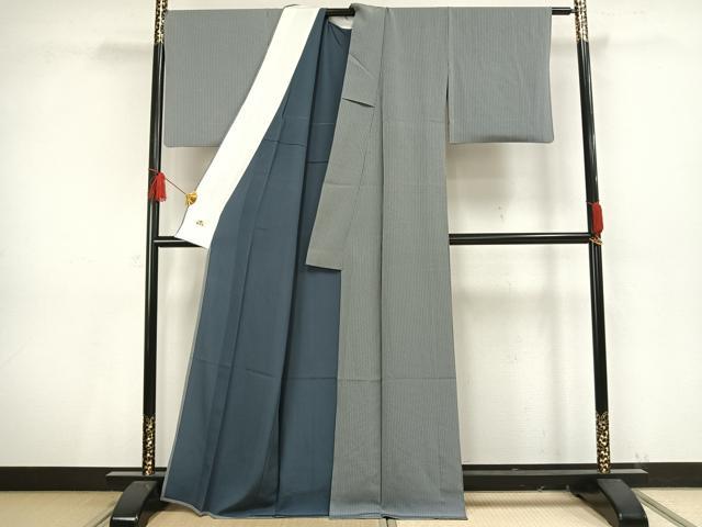 平和屋着物▽上質な小紋 単衣 縞 銀座越後屋扱い 正絹 逸品 AAAV8503fy