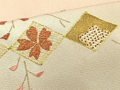 平和屋着物▽訪問着　単衣　駒刺繍　菱花文　暈し染め　金彩　やまと誂製　正絹　逸品　AAAV8504fy