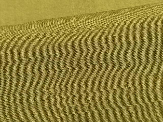 平和屋着物▽上質な紬 単衣 色無地 鶯色 正絹 逸品 未使用 AAAV8508fy