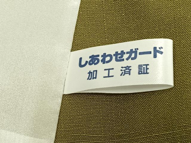 平和屋着物▽上質な紬 単衣 色無地 鶯色 正絹 逸品 未使用 AAAV8508fy