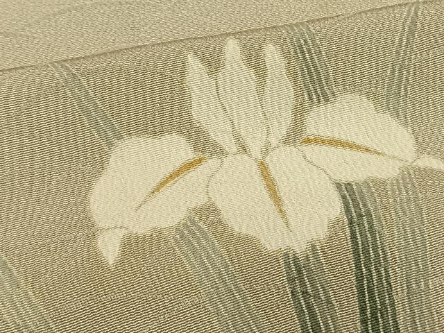 平和屋着物▽訪問着 単衣 花蝶文 鬼しぼ縮緬 霞色地 正絹 逸品 AAAV8509fy