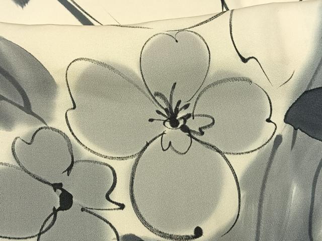 平和屋着物▽上質な小紋　単衣　手描き　草花文　暈し染め　正絹　逸品　AAAV8511fy