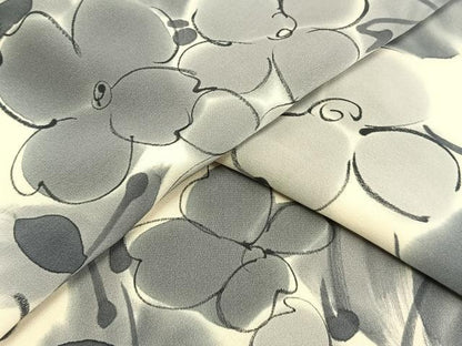 平和屋着物▽上質な小紋　単衣　手描き　草花文　暈し染め　正絹　逸品　AAAV8511fy