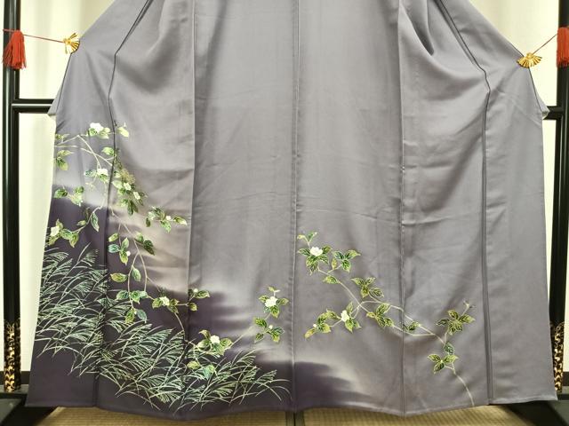 平和屋着物▽訪問着 単衣 螺鈿 草花文 暈し染め 金彩 正絹 逸品 未使用 AAAV8512fy