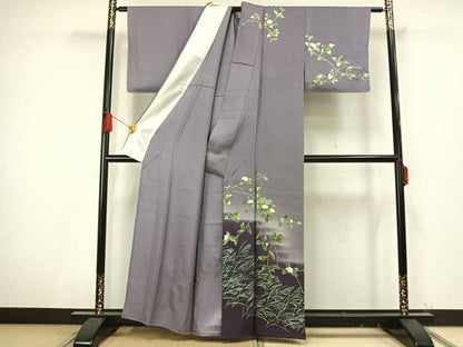 平和屋着物▽訪問着 単衣 螺鈿 草花文 暈し染め 金彩 正絹 逸品 未使用 AAAV8512fy