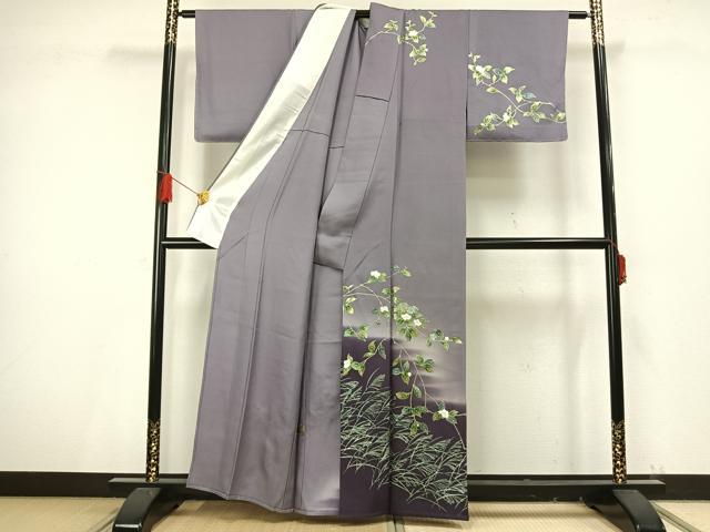 平和屋着物▽訪問着 単衣 螺鈿 草花文 暈し染め 金彩 正絹 逸品 未使用 AAAV8512fy