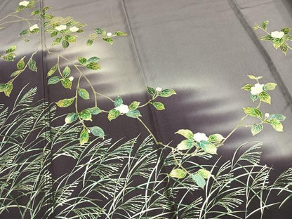 平和屋着物▽訪問着 単衣 螺鈿 草花文 暈し染め 金彩 正絹 逸品 未使用 AAAV8512fy