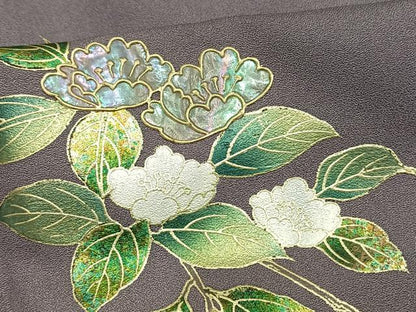 平和屋着物▽訪問着 単衣 螺鈿 草花文 暈し染め 金彩 正絹 逸品 未使用 AAAV8512fy