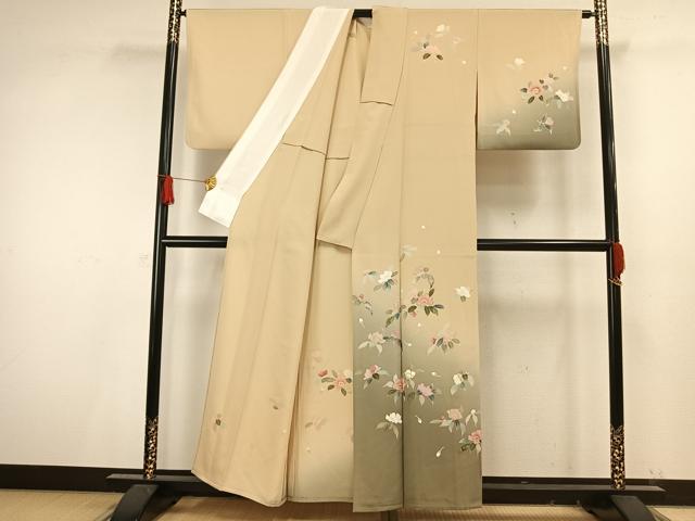 平和屋着物▽訪問着 単衣 草花文 暈し染め 金彩 正絹 逸品 AAAV8514fy