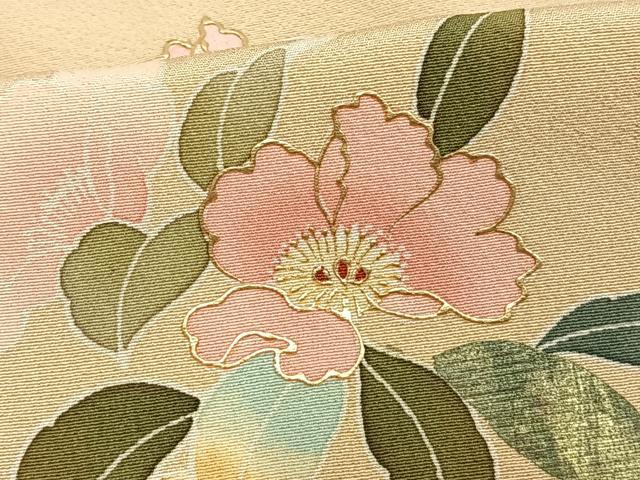 平和屋着物▽訪問着 単衣 草花文 暈し染め 金彩 正絹 逸品 AAAV8514fy