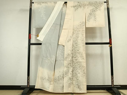 平和屋着物▽訪問着　単衣　作家物　手描き　草花文　暈し染め　正絹　逸品　AAAV8515fy