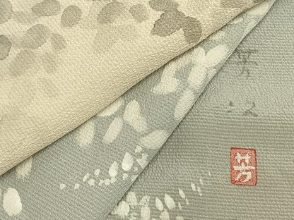 平和屋着物▽訪問着　単衣　作家物　手描き　草花文　暈し染め　正絹　逸品　AAAV8515fy