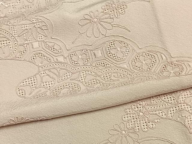 平和屋着物▽無地絵羽訪問着 単衣 中国三大刺繍 汕頭刺繍 スワトウ刺繍 雲取り吉祥文 正絹 逸品 AAAV8516fy