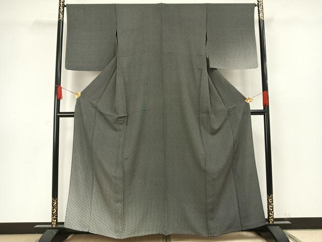 平和屋着物▽訪問着　単衣　江戸小紋　舞花文　角通し　黒地　正絹　逸品　AAAV8518fy