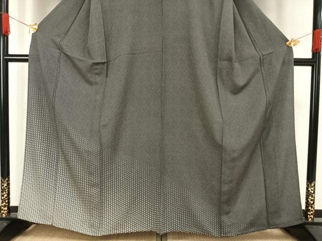 平和屋着物▽訪問着　単衣　江戸小紋　舞花文　角通し　黒地　正絹　逸品　AAAV8518fy