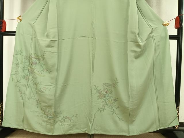平和屋着物▽訪問着 単衣 中国三大刺繍 汕頭刺繍 スワトウ刺繍 総刺繍 貝桶花文 正絹 逸品 未使用 AAAV8520fy