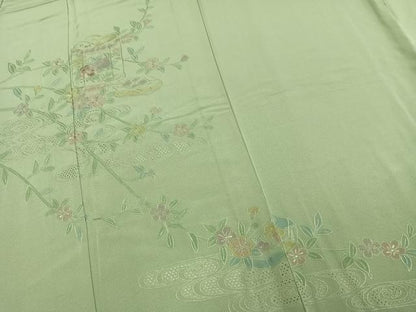 平和屋着物▽訪問着 単衣 中国三大刺繍 汕頭刺繍 スワトウ刺繍 総刺繍 貝桶花文 正絹 逸品 未使用 AAAV8520fy