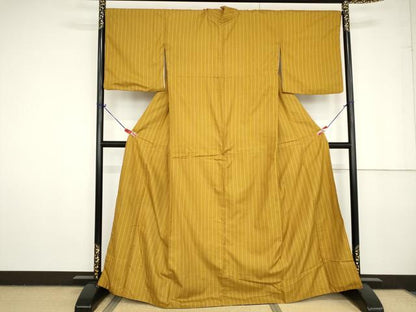 平和屋着物●山下八百子　本場黄八丈　市松綾織　正絹　逸品　AAAV8883ma