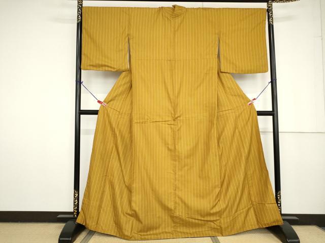 平和屋着物●山下八百子　本場黄八丈　市松綾織　正絹　逸品　AAAV8883ma