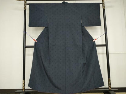 平和屋着物●本塩沢 麻の葉文様 正絹 逸品 AAAV8890ma