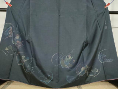 平和屋着物●本場大島紬 訪問着 作家物 七福神 正絹 逸品 未使用 AAAV8899ma