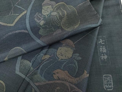 平和屋着物●本場大島紬 訪問着 作家物 七福神 正絹 逸品 未使用 AAAV8899ma