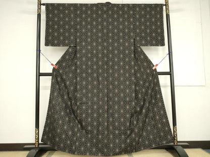 平和屋着物●本場大島紬 7マルキ 麻の葉文様 正絹 逸品 AAAV8902ma