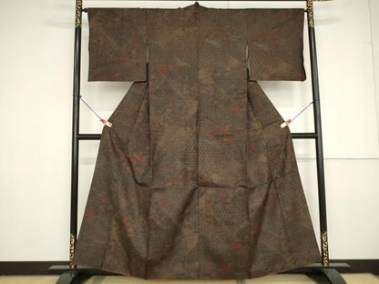 平和屋着物●本場染大島紬　草花文　正絹　逸品　AAAV8905ma