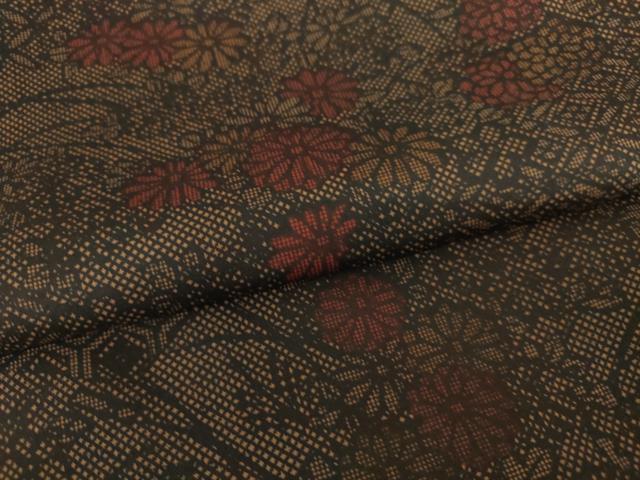 平和屋着物●本場染大島紬　草花文　正絹　逸品　AAAV8905ma