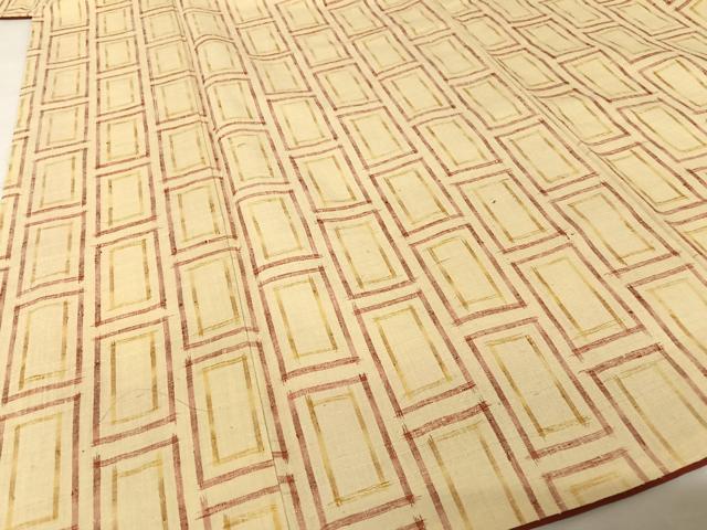 平和屋着物●上質な紬 石畳文様 正絹 逸品 未使用 AAAV9004np