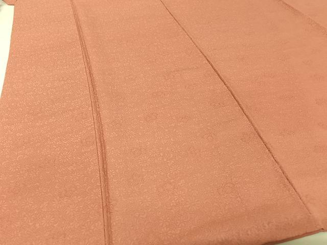 平和屋着物●上質な色無地 花唐草地紋 甚三紅色 正絹 逸品 AAAV9008np