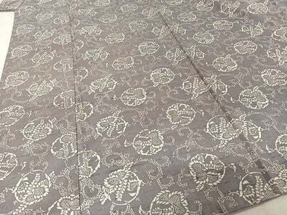 平和屋着物●上質な小紋 紬地 型染め 草花丸文 正絹 逸品 AAAV9024np
